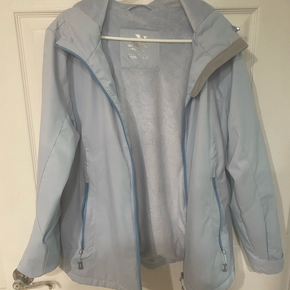 ZeroXposur Women's Hooded Waterproof Sky Blue Ski Jacket